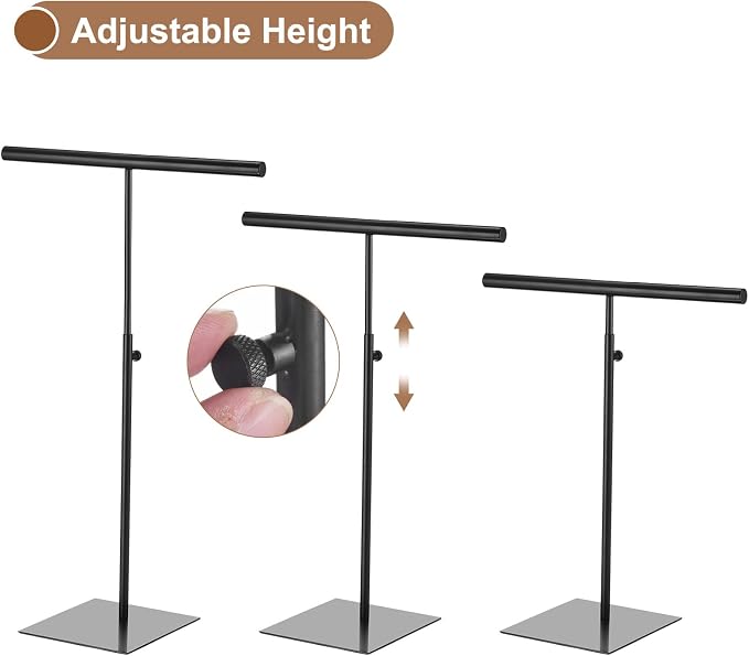 uxcell Necklace Display Stand Adjustable Height Jewelry Rack T Bar Tabletop - Image 3