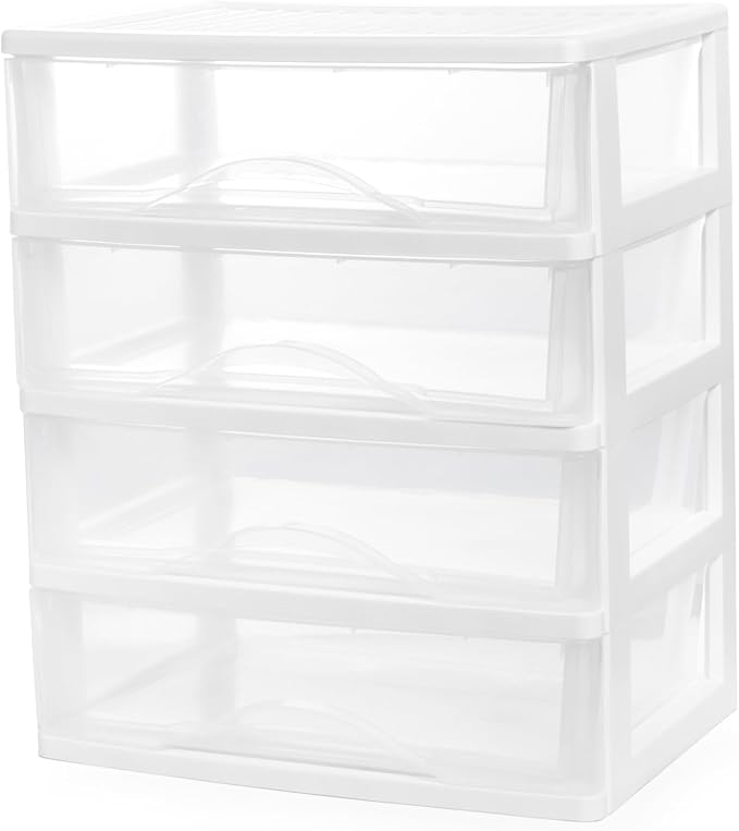 BYCY Plastic Stackable Storage 4 Drawers, Easily Assemble by BYCY