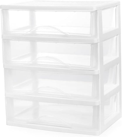 BYCY Plastic Stackable Storage 4 Drawers, Easily Assemble by BYCY