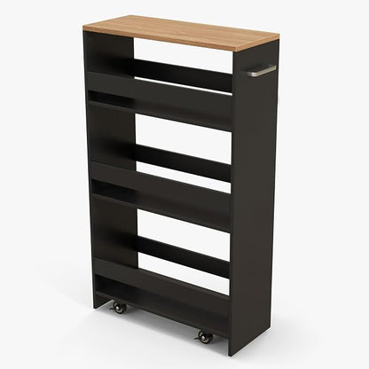 POWERSTONE 4-Tier Slim Storage Cart, Narrow Kitchen Rolling Cart w/Handle & by POWERSTONE%C2%AE