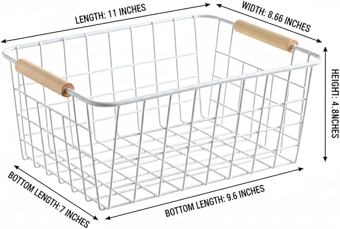 White Metal Wire Food Storage Basket - Image 2