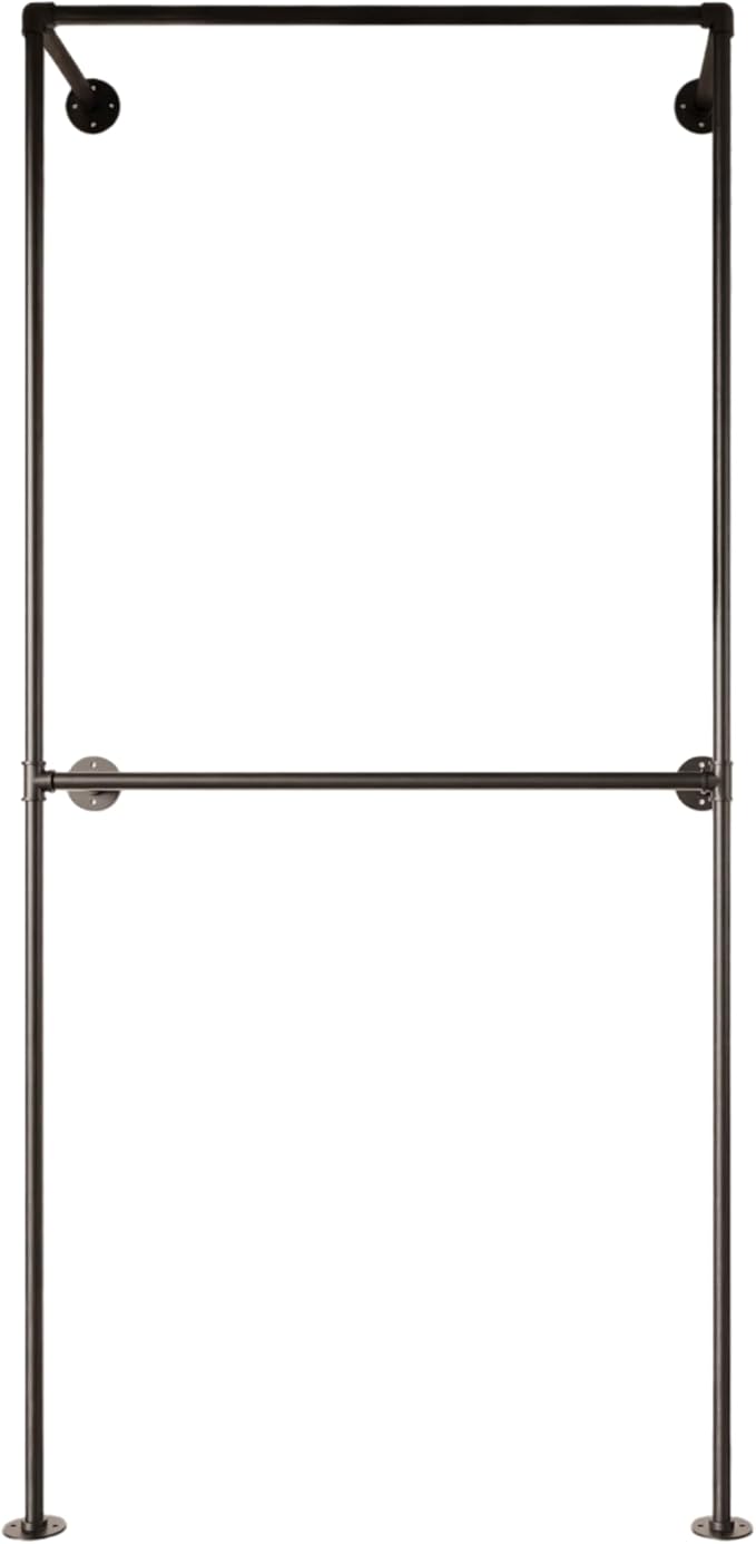 Industrial Pipe Clothing Rack, Heavy Duty Wall Mounted Clothes Rack, Retail - Image 9