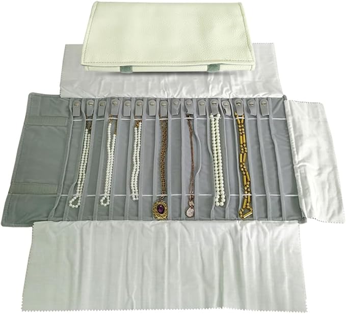 Portable Jewelry Roll Untangled Secure Necklace Travel Storage Bag Displays - Image 2