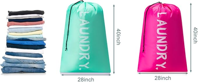 2 Pack XL Travel Laundry Bag, Machine Washable Dirty Clothes Organizer - Image 2