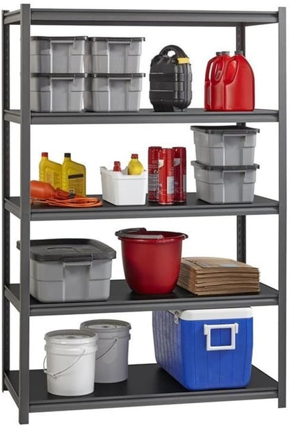 Pemberly Row Metal Shelving 5-Shelf Unit, Gunmetal Gray Finish, Heavy-Duty by PEMBERLYROW