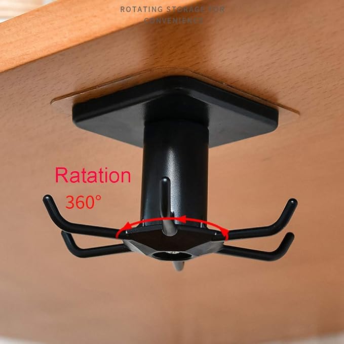 2PCS Under Cabinet Hooks, 360 °Rotation Kitchen Hooks - Image 4