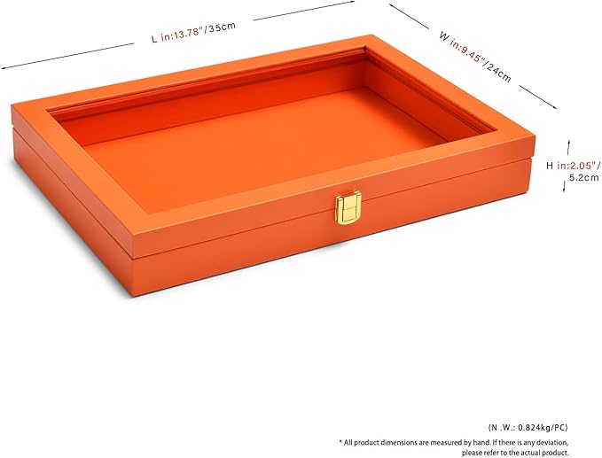 Oirlv Clear Lid Flat Jewelry Tray Stackable Display Storage Box Premium Leather - Image 5