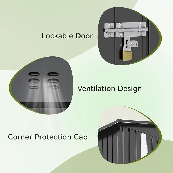 COMHOMA Shed Outdoor Storage Shed Metal, Lockable Doors Tool Sheds - Image 3