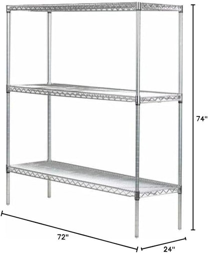 Omega 24" Deep x 72" Wide x 74" High 3 Tier Chrome Starter Shelving Unit - Image 2