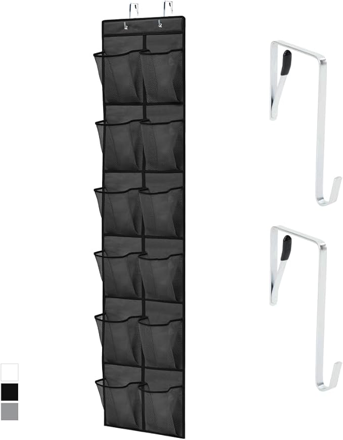 GORILLA GRIP Over the Door Shoe Organizer, 12 Large Breathable Mesh Pockets by GorillaGrip