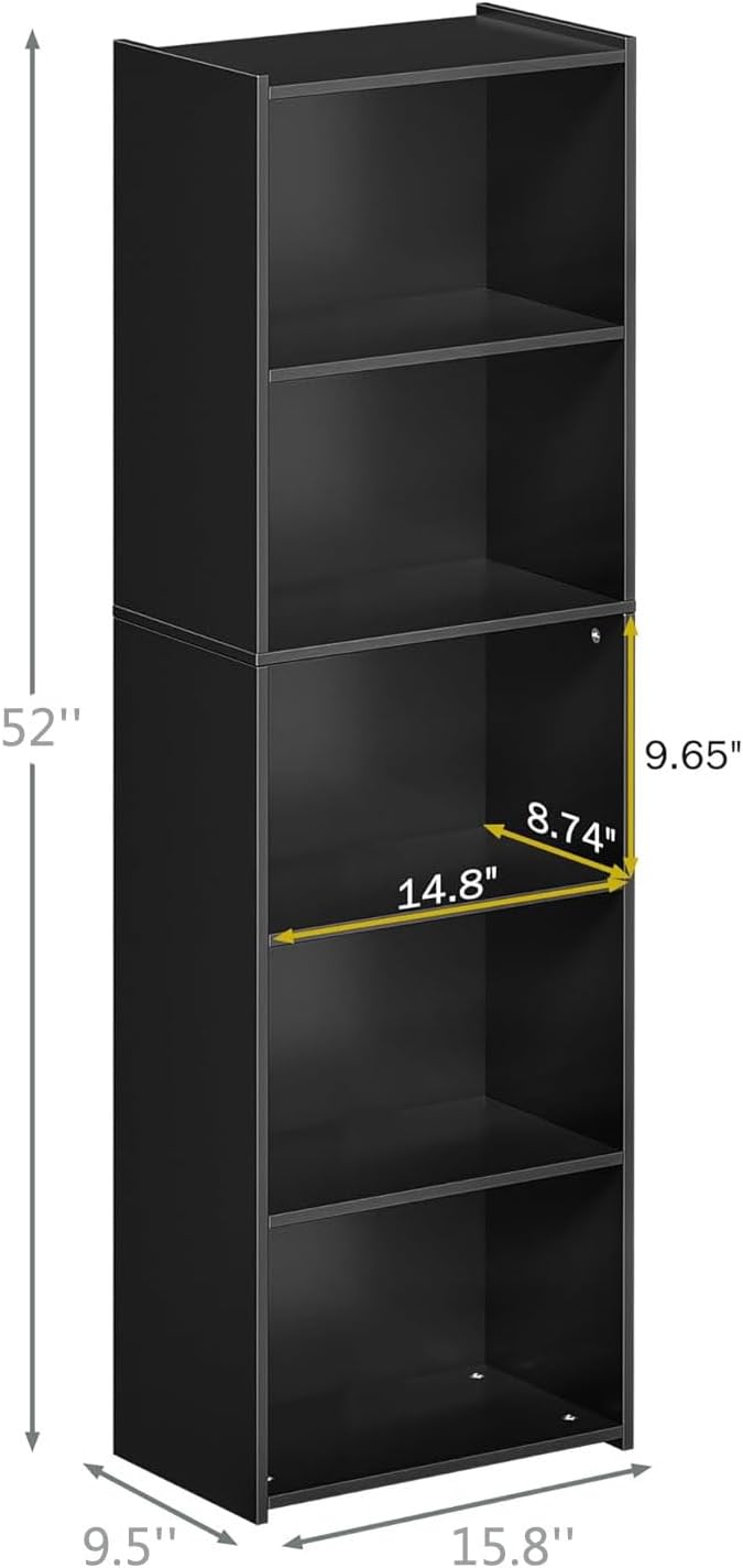 SUPER DEAL 5-Tier Bookcase and Bookshelf, Open Storage Shelves Narrow Tall - Image 3