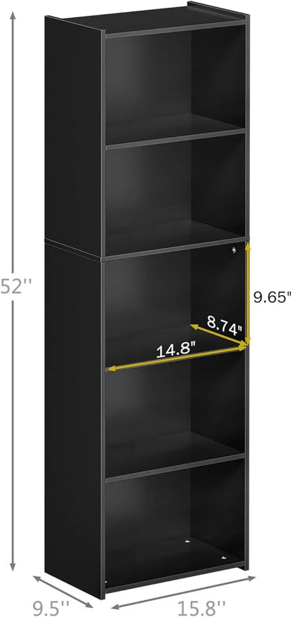 SUPER DEAL 5-Tier Bookcase and Bookshelf, Open Storage Shelves Narrow Tall - Image 3