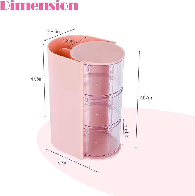 Pink Hair Accessory Organizer, 3-Layer Clear Hair Accessories Organizer - Image 3