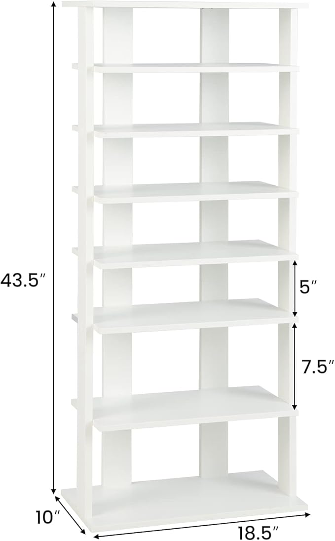 Tangkula 8-Tier Vertical Shoe Rack, Space-Saving Corner Shoe Organizer - Image 2