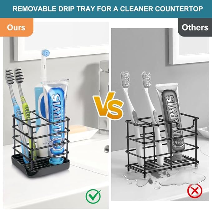 Toothbrush Holders for Bathrooms, Stainless Steel Bathroom Toothbrush Holder - Image 2