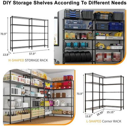Black 5-Tier Double Row Adjustable Display Rack – Heavy Duty Iron Shelving Unit - Image 3