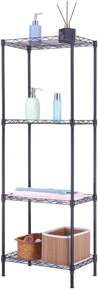 FOXHOLE 4-Tier Wire Shelving Unit Black Metal Storage Rack 17.72" W x 11.81" D - Image 9
