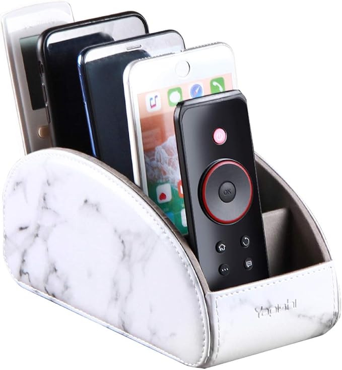 All-in-One Leather White TV Remote Holder by YAPISHI