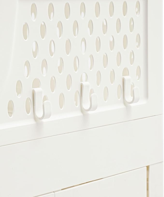 Rolling Laundry Hamper with Hanging Rod, 3-Tier Laundry Hamper Cart with 6 Hooks - Image 8