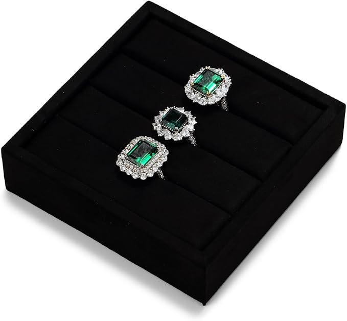 Oirlv 3 Slots Velvet Small Ring Organizer Earrings Trays Showcase Display by Oirlv