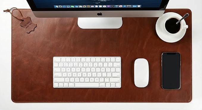 Premium Genuine Leather Desk Mat 31.5" x 15.8" Thick Office Desk Pad - Image 6