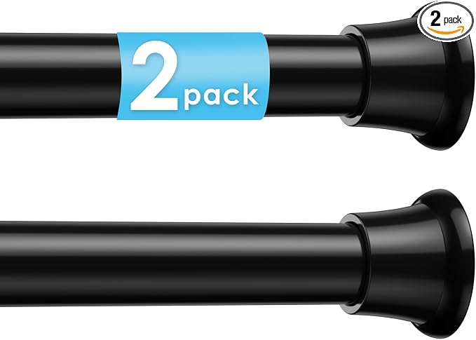 2Pcs Tension Curtain Rod 31 To 76 Inch Black Shower Curtain Rod No Drilling by WEIXINHAI