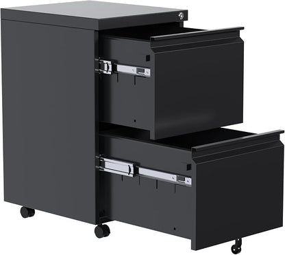 2-Drawer Rolling Metal File Cabinet - Image 3