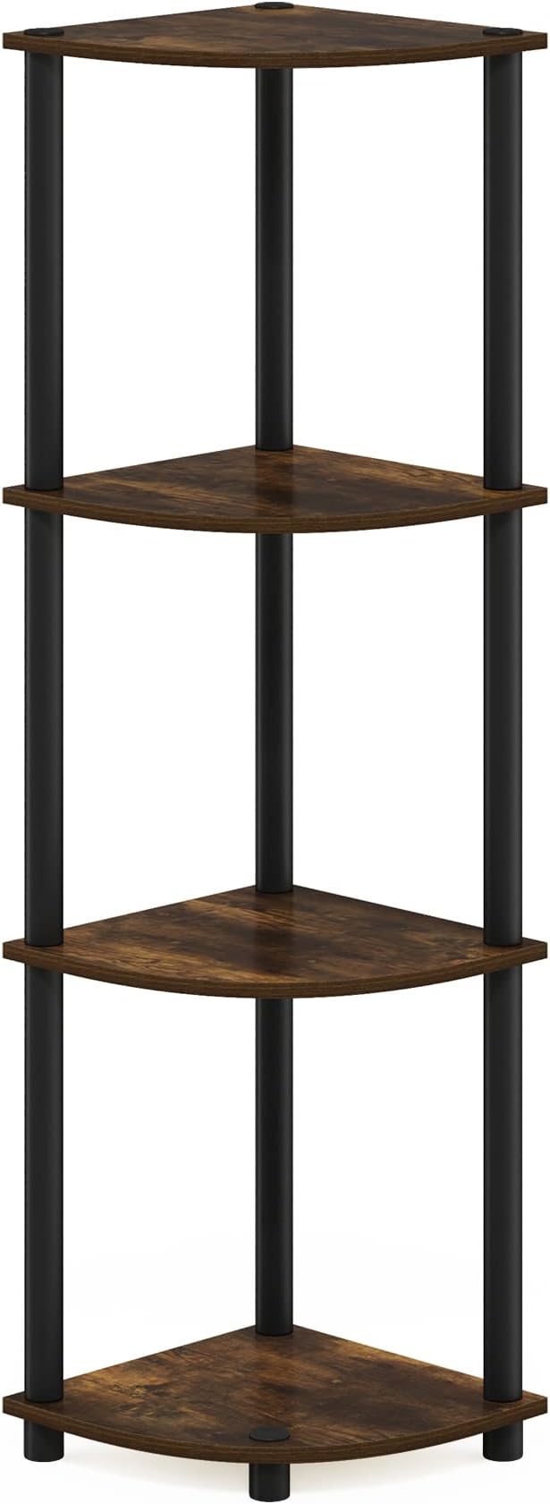 Furinno TURN-N-TUBE Corner Shelf, 4-Tier Corner Bookshelf, Display Storage - Image 6