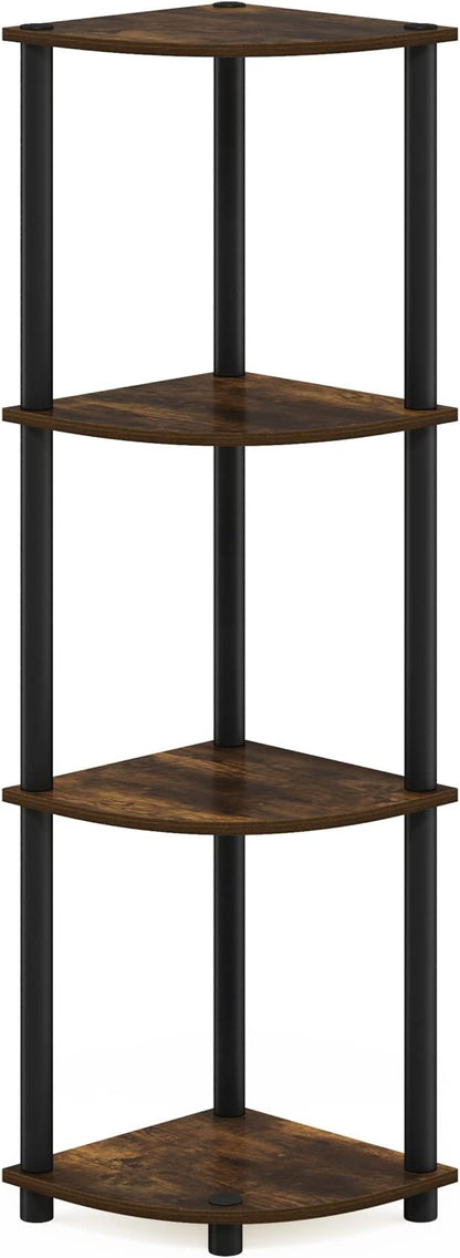 Furinno TURN-N-TUBE Corner Shelf, 4-Tier Corner Bookshelf, Display Storage - Image 6
