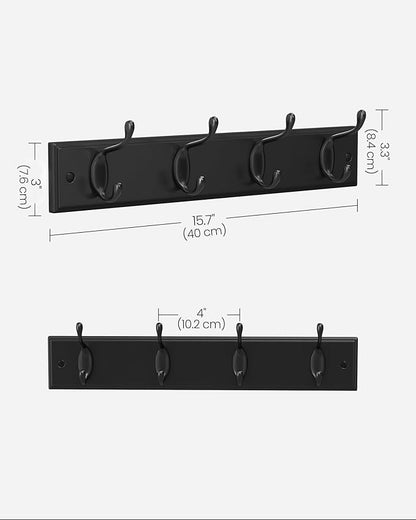 SONGMICS Wall-Mounted Coat Rack, Hook Rack, 4 Dual Metal Hooks, - Image 6