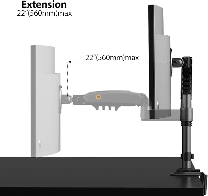 NB North Bayou Monitor Desk Mount Long Arm - Image 4