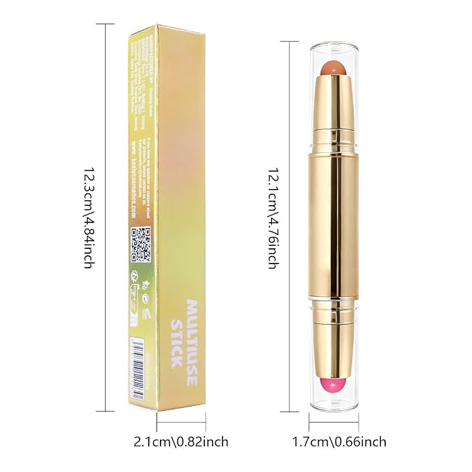 evpct 2In1 Blush Contour Multiuse Makeup Stick, Berry Tan & Brown Creamy Butter - Image 6