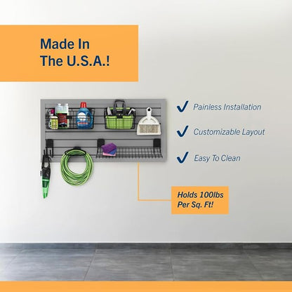 HANDIWALL PVC Slatwall Garage Wall Organizer, 4x2ft Heavy Duty Framed Slatwall - Image 2