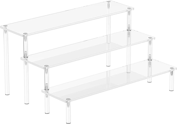 Acrylic Display Risers, 3 Tier Perfume Organizer Stand, Large Shelf Risers by Aredpoook