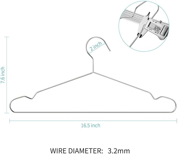 TIMMY Wire Hangers 30 Pack 16.5-Inch Stainless Steel Strong Metal Coat Hanger - Image 4