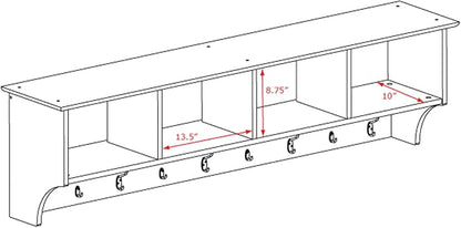 Prepac 60" Contemporary Wall Mounted Coat Rack, Coat Hooks Wall Mount - Image 4