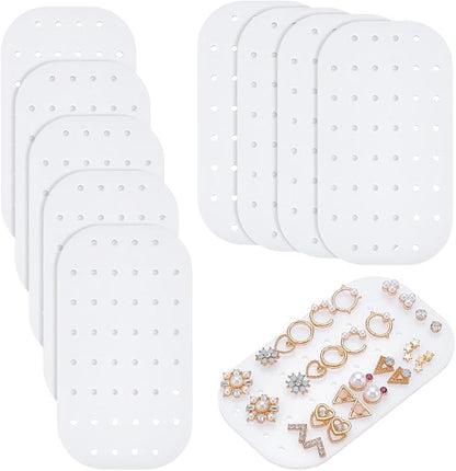 10 Pcs Acrylic Earing Display Cards, 44 Holes White Acrylic Ear Stud Jewelry by GOMAKERER