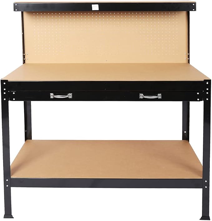 Wood Work Bench, 115cm Outdoor Wooden Workbench Garden Work Table, Potting - Image 3