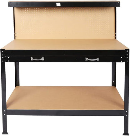 Wood Work Bench, 115cm Outdoor Wooden Workbench Garden Work Table, Potting - Image 3