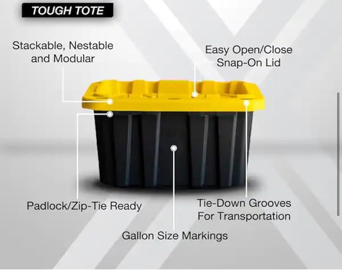 HDX Tough Polypropylene Plastic 27 Gal. Storage Tote in Black by HDX - Image 6