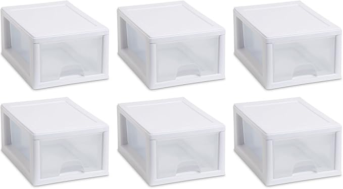 Sterilite 6 Qt Stacking Drawer, 6 Pack by Sterilite
