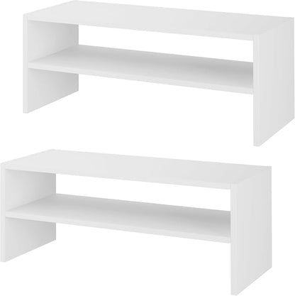 Whitmor Stackable 28" Extra Wide 2-Shelf Storage Organizer, Stackable Wood by Whitmor