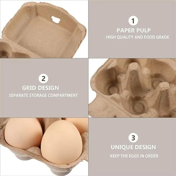 50 Pack Egg Cartons Cheap Bulk, Blank Natural Pulp Egg Carton 6 Count - Image 3