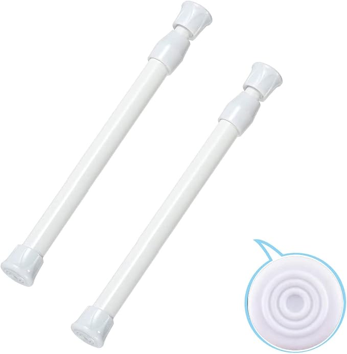 2 Pack Small Tension Rods 10 in to 15.7 Curtain Rods Window Rods in Extendable by HILLHOME