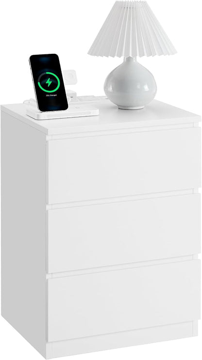 VASAGLE Nightstand with Charging Station, 2 AC Outlets and 2 USB Ports by Unknown