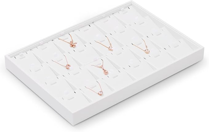 Oirlv Premium White Leather Stackable Jewelry Tray 24 Grid Jewelry Organizer - Image 6