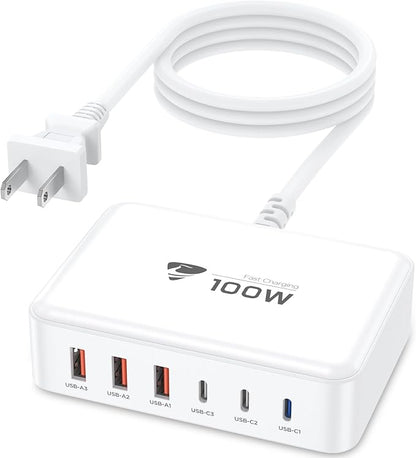 USB C Fast Charger, 100W GaN 6 Port USB C Fast Charging Station Hub Block Cube - Image 9