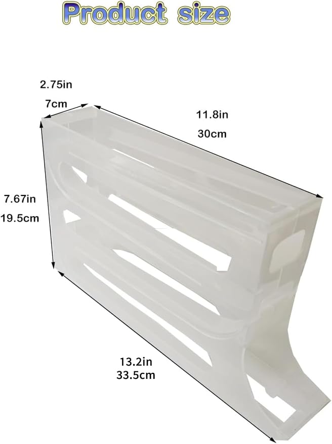 24 Eggs Egg Holder for Fridge, 4 Tiers Egg Container, Auto Rolling Egg - Image 2