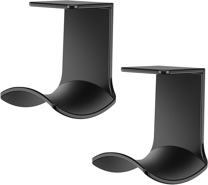 2-Pack Under Desk Headphone Hanger, Strong Adhesive Headset Holder Mount by SIROLISA