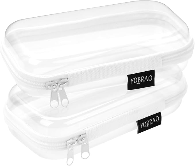 Set of 2 - Hard Sided Clear Zipper Case by Unknown